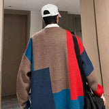 AIDASE  -  Men's Cardigan Sweater Contrast Color Patchwork Knitted Loose Coat Versatile Elegant Personality Fashion Menswear 21E7647 aidase-shop