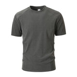 AIDASE  -  Men's Solid Color Stitching Short Sleeve T-Shirt Casual Crew Neck Breathable Summer Top aidase-shop