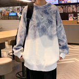 AIDASE  -  Sweater men Round neck cashew flower knitted sweater fashion new gradient color  loose fashion New Year's sweater men's clothing aidase-shop