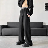 AIDASE  -  Autumn Men's Wide-Leg Pants Contrast Waist Drawstring Casual Trousers aidase-shop