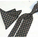 AIDASE  -  2PCS Neck Ties Set Fashion Paisley Striped Neckties Gentlemen Daily Wear Navy White Block Pocket Square Wedding Tuxedo Accessory aidase-shop