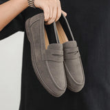 AIDASE  -  Leather Loafers Men's Business Casual Flat Heel Breathable Comfortable Spring Autumn Seasonal Fashion Single Shoes Slip-On aidase-shop