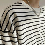 AIDASE  -  Spring Autumn Korean Style Trendy Retro Striped Print Round Neck Long-sleeved T-shirt for Men Loose Version aidase-shop