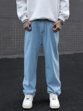 AIDASE  -  Men's Wide Leg Baggy Jeans Korean Straight Loose Y2K Denim Trousers Streetwear Cotton Washed Elastic Waist Casual Man Pants aidase-shop