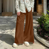 AIDASE  -  Men Wide Leg Pants Pleated Joggers Solid Color Loose Casual Trousers Men Streetwear Button Fashion Male Long Pants aidase-shop