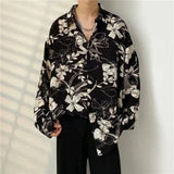 2023 Men's Clothing Turn-down Collar Handsome Long Sleeve Button Spring Summer Thin Man Printing Loose Streetwear Casual Korean Maytrends