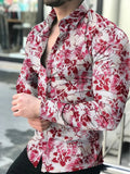 AIDASE  -  Men's Fashionable All-Match Long-Sleeved Shirt Printed Casual Flower Shirt aidase-shop