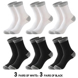 AIDASE  -  6 Pairs/lot Men's Sports Socks Autumn Winter 100% Cotton Running Black Sports Hiking Socks Black White Gray Male Long Tube Socks aidase-shop