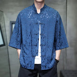 AIDASE  -  Chinese Style Thin Light Luxury Retro Men National Trend Large Size Loose Ice Silk Shirt Men's Jacquard Fashion Trend Tang Suit aidase-shop