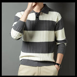 Aidase Polo Shirt Luxury Men's Pullover Sweater Fashion Thick Warm Sweater Striped Casual T-shirt Men's Top Loose Knitwear aidase-shop