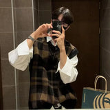 Aidase Men's Clothing V Neck Waistcoat Knit Sweater Male Plaid Vest Sleeveless Korean Autumn Clothes Street Style Heated 2024 Spring X aidase-shop