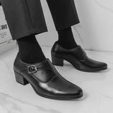 AIDASE  -  Men's High Heel Leather Shoes 5cm Pointed Toe Business Formal Shoes Trendy Hairstylist Style Casual round Toe Leather Shoes aidase-shop
