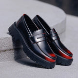AIDASE  -  Men Thick-soled Loafers Retro Men Serrated Non-slip Outsole One-piece Business Leather Shoes Outdoor Work Shoes Size 39-46 aidase-shop
