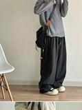 AIDASE  -  Autumn Winter Thi Wide Leg Casual Pants Men Women Loose Drapey Soft Straight Long Trousers Retro Sle High Waist Polyester aidase-shop