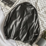 AIDASE  -  Unisex Leather PU Shirts High Street Men Women American High-end High-street Long-sleeve Loose Couple Jackets Preppy aidase-shop