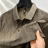 Aidase Casual Striped Men's Polo Top, 2024 New Summer Products, Lapel Short Sleeve T-shirt Korean Men's Top Middle-aged Men Clothing aidase-shop