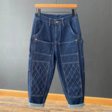 AIDASE  -  Vintage High Street Hip Hop Jeans For Men Spring Autumn Loose Wide Leg Big Pocket Overalls Trendy Neutral Denim Cargo Pants aidase-shop
