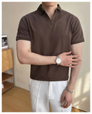 AIDASE  -  High-quality Solid Color V-neck Men's Breathable Moisture-wicking Polo Shirt, Stretchable T-shirt for Casual Business Wear M-6XL aidase-shop