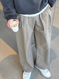 AIDASE  -  Folded Casual Pants Work Trousers Khaki Loose Long Pants Simple Match for Men And Women Spring Autumn Pure Color Leisure Pants aidase-shop