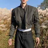 Aidase Mens Autumn Winter Casual Solid Color Thickened Pocket Short Jacket Genderless Korean Style Retro Trend Biker Jacket Unisex aidase-shop