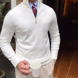 Aidase Daily Casual Zipper Stand Collar Sweater Mens Autumn Fashion Solid Color Long Sleeve Slim Jumper Knit Tops Men Vintage Sweaters aidase-shop