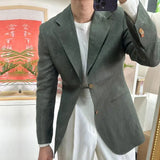 Aidase British Style Men Italian Linen Wide Collar Versatile Blazer Hombre Suit Chaqueta Hombre Prom Blazer Men Blazer Vintage Burgundy aidase-shop