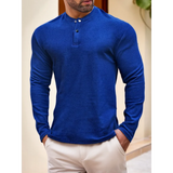 AIDASE  -  Men's Henley Neck Long Sleeve T-Shirt Slim Fit Casual Button-Down Top aidase-shop