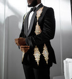 Aidase Wedding Men Suits Tuxedos Modern Applique Shawl Lapel Single Breasted 2 Pieces Blazer Pant Custom Size aidase-shop