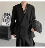 AIDASE  -  Spring Niche Suit Darkwear V-neck Chinese Men's Suit Jacket Solid Color Korea Fashion Male Tops aidase-shop