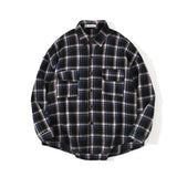 AIDASE  -  Japanese Retro Ethnic Style Brushed Plaid Shirt Men's Spring Loose Casual Long-sleeved Full print Shirts Coat Woolen Harajuku aidase-shop