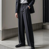 AIDASE  -  Stylish Mens Straight Suit Trousers Spring Summer Fashion Solid Color Pleated Pants For Men Casual Loose Breathable Pants aidase-shop