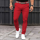 AIDASE  -  Men's Solid Color Skinny Pocket Zipper Business Casual Slim-Fit Pants aidase-shop