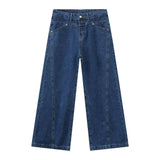 AIDASE  -  Korean New Fashion Men's Solid Color Simple Basic Casual Trendy Daily Wide Leg Straight Denim Trousers Male Jeans Pants Clothes aidase-shop