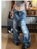 AIDASE  -  Retro American Sle Wide Leg Jeans Men Women Spring Loose Slim Straight Casual Denim Pants Torn Hole Youth Trend Summer aidase-shop