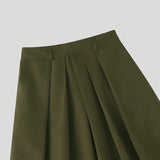 AIDASE  -  Men Wide Leg Pants Solid Color Elastic Waist Joggers Trousers Men Pleated Streetwear Baggy Fashion Casual Pants aidase-shop