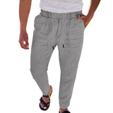 AIDASE  -  New European and American Autumn New Thin Casual Lace-up New Men's Cotton Linen Drawstring Straight Trousers aidase-shop