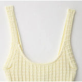 AIDASE  -  Solid Knitted Tight Mini Dress Women Sexy Round Neck Sleeveless Waist Cinched Short Dresses 2025 New Summer Beach Holiday Robe aidase-shop