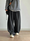 AIDASE  -  Autumn Winter Thi Wide Leg Casual Pants Men Women Loose Drapey Soft Straight Long Trousers Retro Sle High Waist Polyester aidase-shop