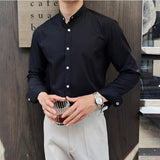 AIDASE  -  Solid Color Men's Stand Collar Long Sleeve Shirt, 2025 Spring Coat, Daily Urban Top.M-4XL aidase-shop