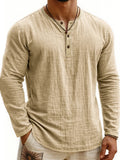 AIDASE  -  Men's Digital Printing Two-Tone Henley Shirt 3-Button Casual Long Sleeve Top Spring Summer Soft Breathable Crew Neck Pullover aidase-shop