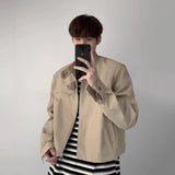 Aidase Men's jacket Retro Motorcycle Jacket Fashion Korean Style Autumn Winter Vintage Black Short Jacket High Street Outerwear Coat