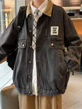 Aidase Japan Retro Lapel Denim Jacket Cityboys Punk Loose Jacket Autumn Hong Kong Style Hip Hop Handsome Stitching Jeans Coat aidase-shop