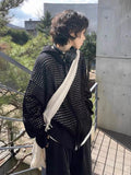AIDASE  -  Mens Clothing Cross Hollow Wool Knit Hooded Shoulder High Street Loose Sweater Hoodie Zipper Jacket Autumn/Spring ropa hombre aidase-shop