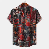 AIDASE  -  Mens Summer Fashion Casual Print Seaside Beach Shirt Shirt Short Sleeve Shirt Comfort Classic Fit Office Wear Men'S Shirt aidase-shop