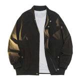 AIDASE  -  Men Bomber Jacket Casual Solid Stand Collar Full-Zip Pilot Coat Loose Male Outwear aidase-shop