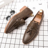 AIDASE  -  Men Shoes Business Fringed Shoes Black Brown Casual Comfortable Flip-top Designer Fashion Leather Shoes Social Shoes Men aidase-shop