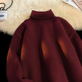 AIDASE  -  Men Oversized Turtleneck Sweaters Winter Korean Fashions Pullover Harajuku Black Knitwear aidase-shop