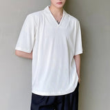 AIDASE  -  Summer New Men Ins Tide Chic High Street Young Style Casual Solid Color Pullover V-Neck Fashion Short Sleeve T-shirt HK5053 aidase-shop