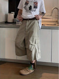 AIDASE  -  Summer Casual Loose Fit Straight Leg Seven Inch Pants Youthful Vitali Sle Versatile Elastic Waist Wide Leg orts aidase-shop
