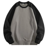 AIDASE  -  Men's Hoodless Sweater Raglan Sleeves Round Leadercolor Matching Plus Size Sweater Bottoming Shirt U of I Sweatshirt aidase-shop